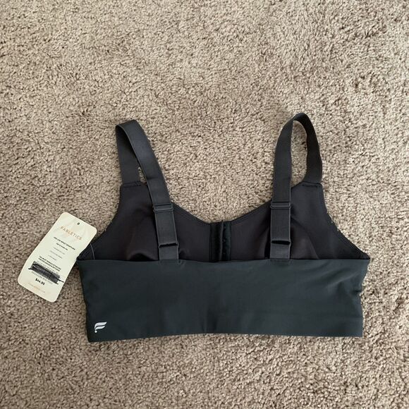 FABLETICS Ines Gray Green Sports Bra Low Impact Front Closure Size Medium NWT - Picture 2 of 9